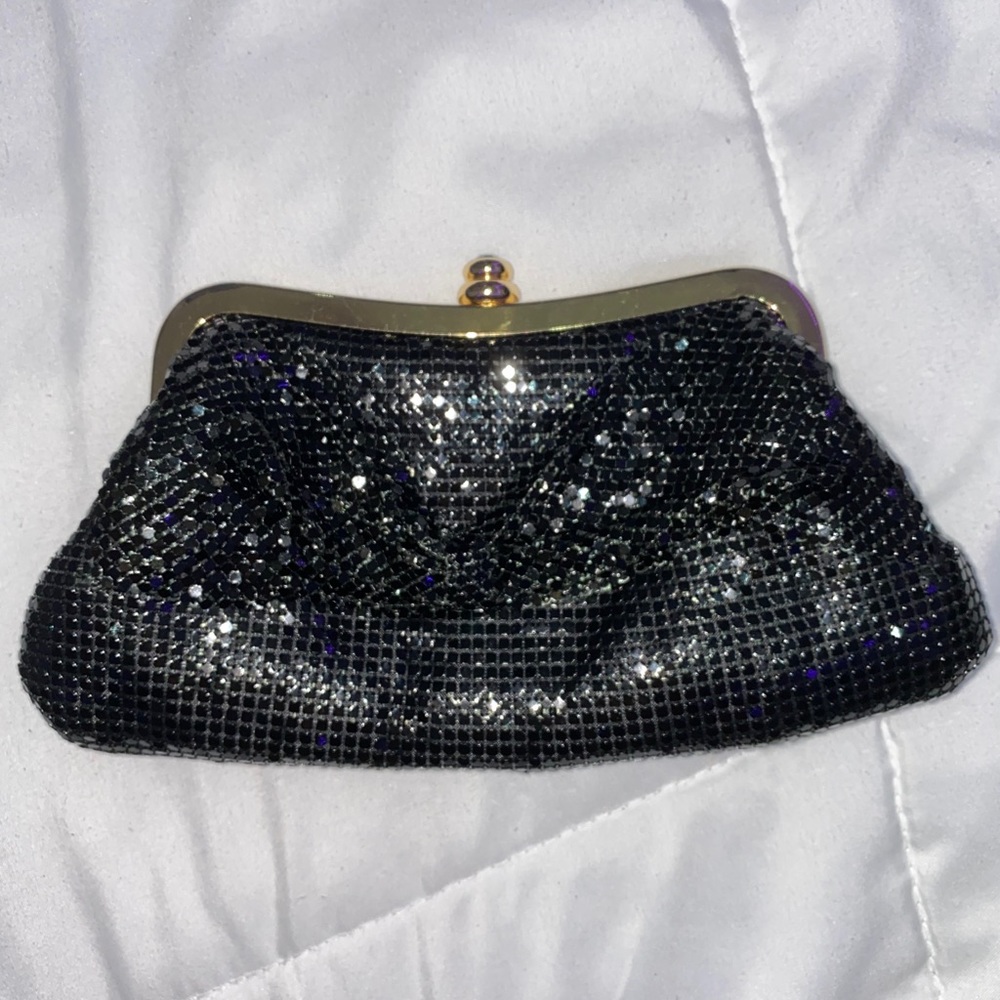 Black and Gold Sequin Mini Purse with Gold chain